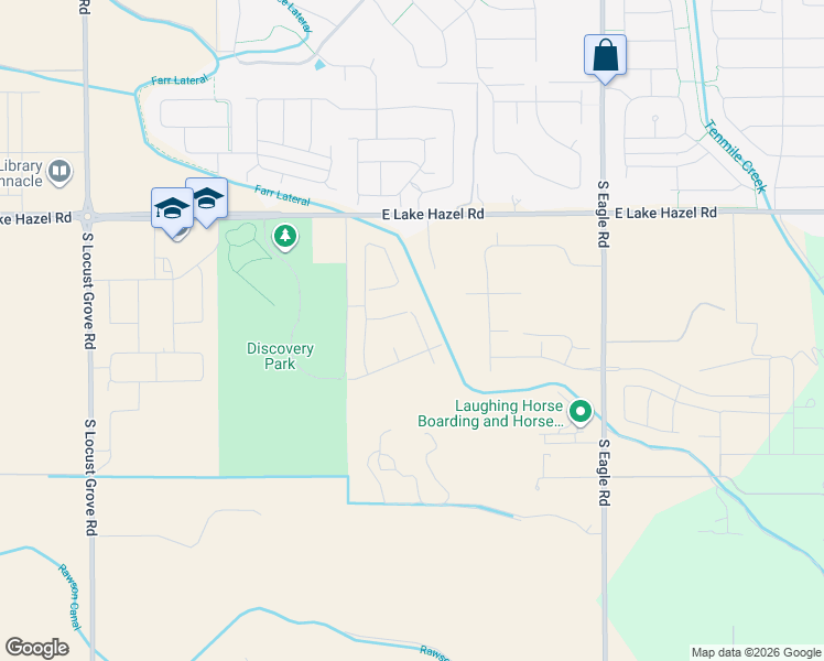 map of restaurants, bars, coffee shops, grocery stores, and more near 6519 South Raap Ranch Lane in Meridian