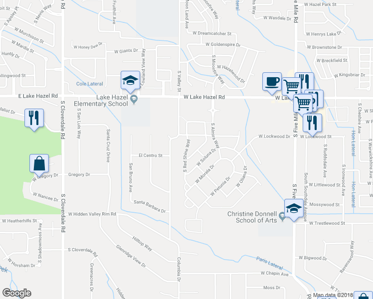 map of restaurants, bars, coffee shops, grocery stores, and more near 6565 South Redshine Way in Boise
