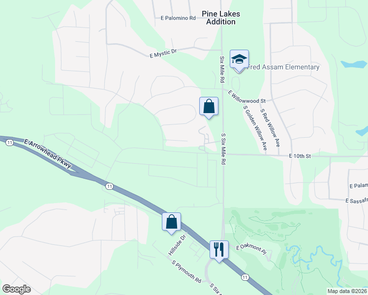 map of restaurants, bars, coffee shops, grocery stores, and more near 7400 East 10th Street in Sioux Falls
