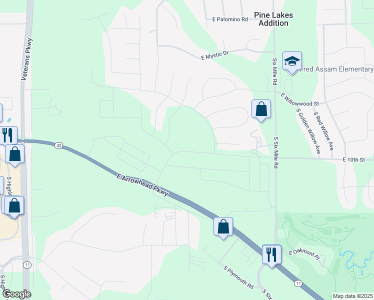 map of restaurants, bars, coffee shops, grocery stores, and more near 7500 East Twin Pines Drive in Sioux Falls