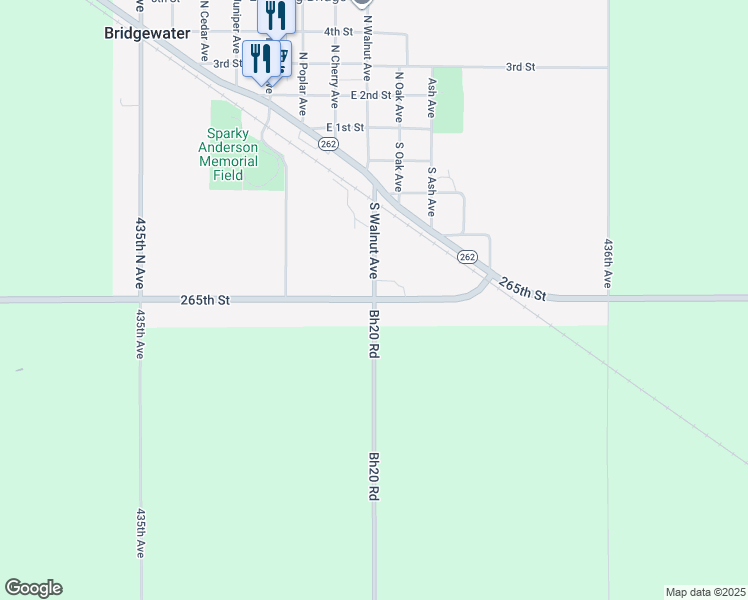 map of restaurants, bars, coffee shops, grocery stores, and more near 43501 265th Street in Bridgewater