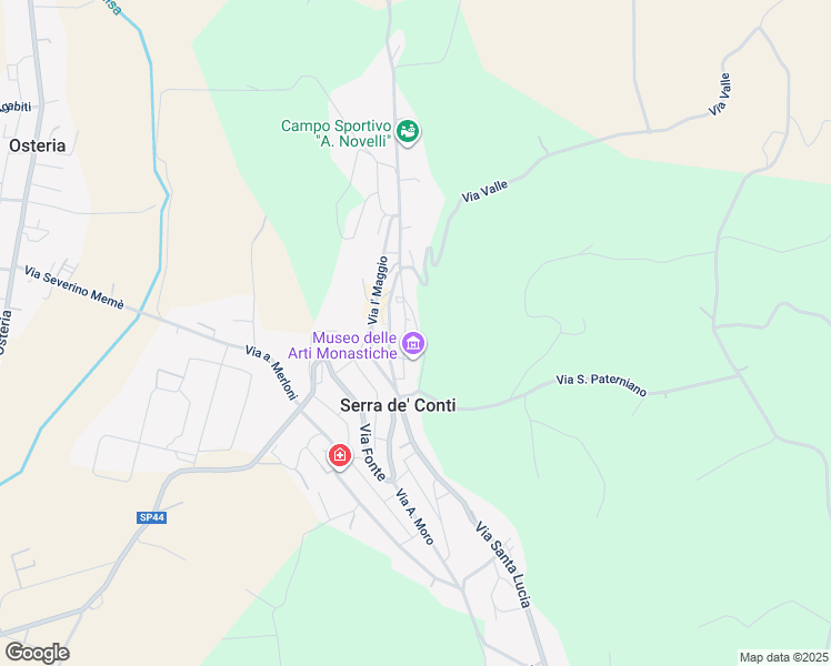 map of restaurants, bars, coffee shops, grocery stores, and more near 12 Via San Francesco in Serra De' Conti