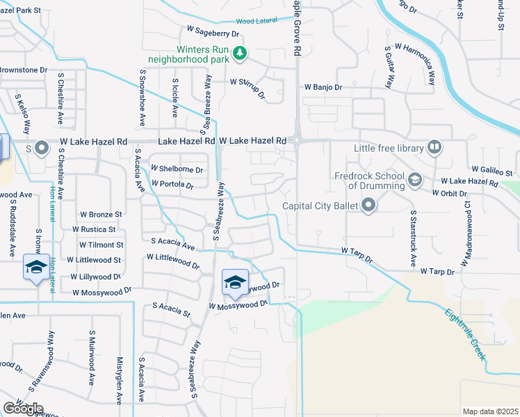 map of restaurants, bars, coffee shops, grocery stores, and more near 6548 South Fairwind Place in Boise