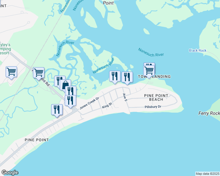 map of restaurants, bars, coffee shops, grocery stores, and more near 60 Jones Creek Drive in Scarborough