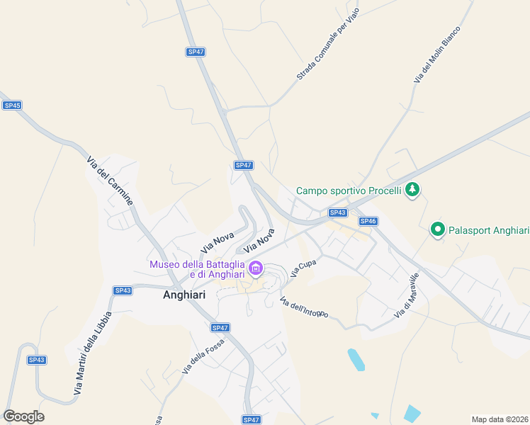 map of restaurants, bars, coffee shops, grocery stores, and more near 4 Via Nova in Anghiari