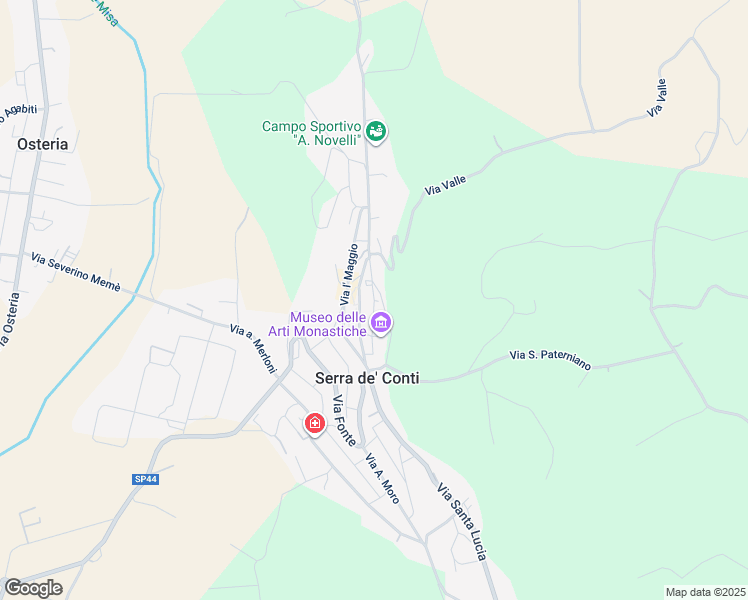 map of restaurants, bars, coffee shops, grocery stores, and more near 12 Via San Francesco in Serra De' Conti