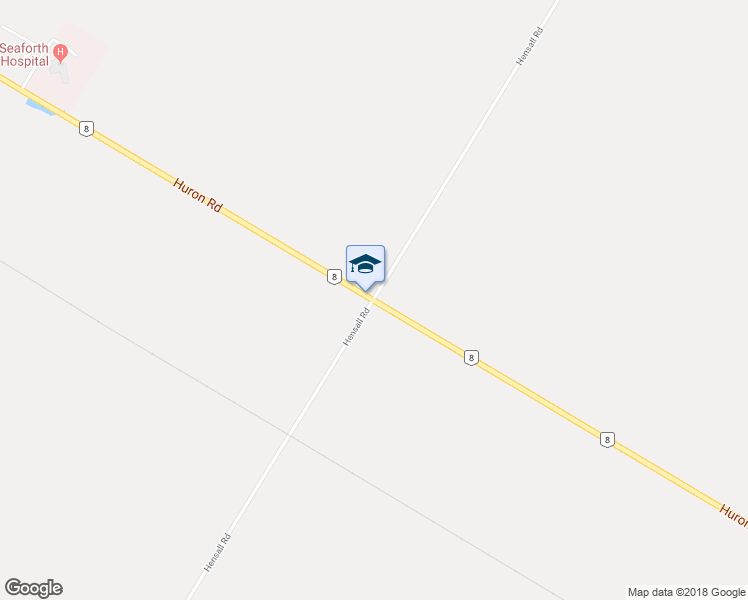 map of restaurants, bars, coffee shops, grocery stores, and more near Hensall Road in Huron East