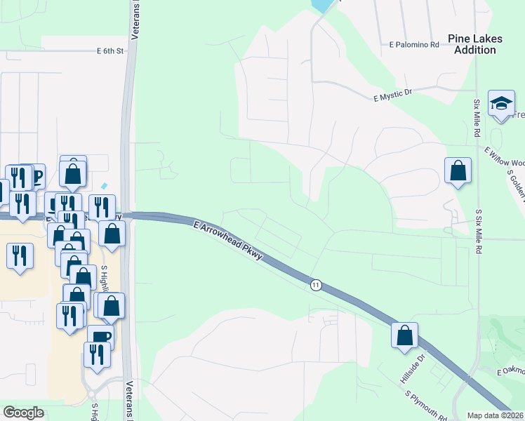 map of restaurants, bars, coffee shops, grocery stores, and more near East Hein Place in Sioux Falls