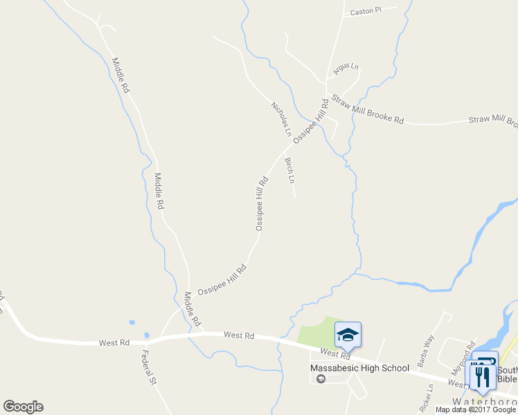 map of restaurants, bars, coffee shops, grocery stores, and more near 816 Ossipee Hill Road in Waterboro