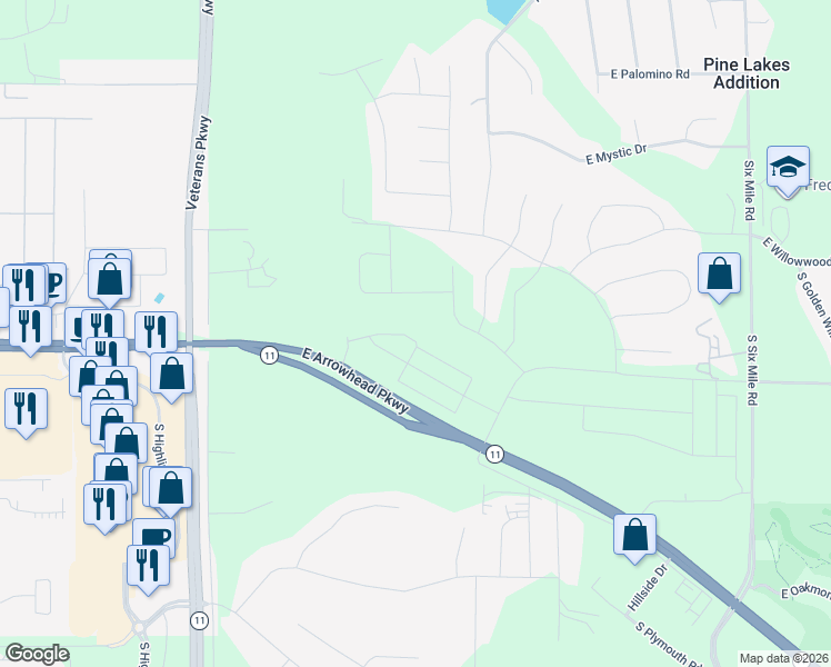 map of restaurants, bars, coffee shops, grocery stores, and more near 6100-6824 East 10th Street in Sioux Falls