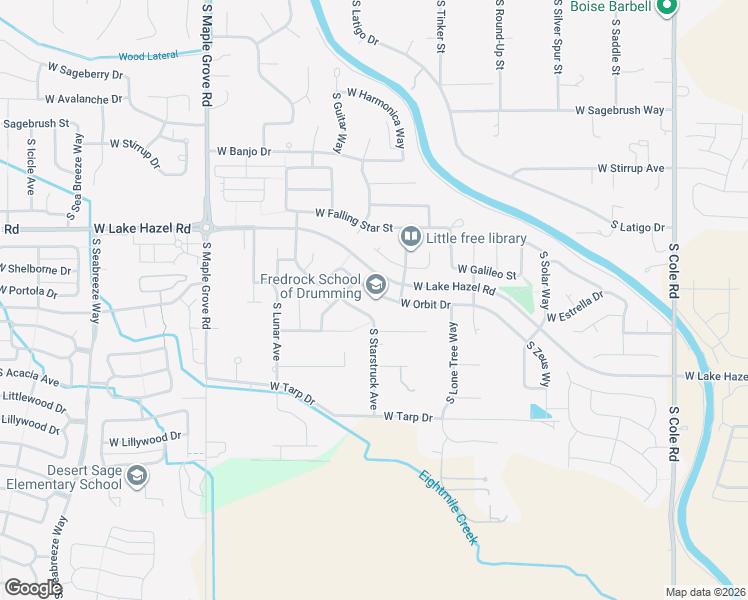 map of restaurants, bars, coffee shops, grocery stores, and more near 8448 West Orbit Drive in Boise