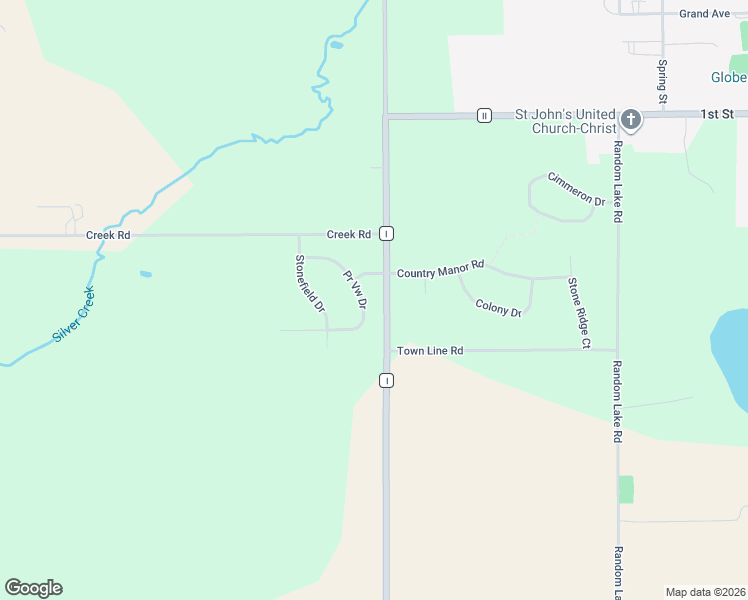 map of restaurants, bars, coffee shops, grocery stores, and more near W5689 Country Manor Road in Random Lake