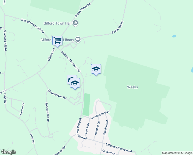 map of restaurants, bars, coffee shops, grocery stores, and more near 76 Belknap Mountain Road in Gilford