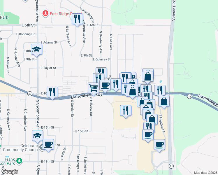 map of restaurants, bars, coffee shops, grocery stores, and more near 5300 South Foss Avenue in Sioux Falls