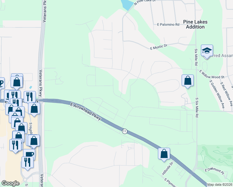 map of restaurants, bars, coffee shops, grocery stores, and more near 100 South Powder House Road in Sioux Falls