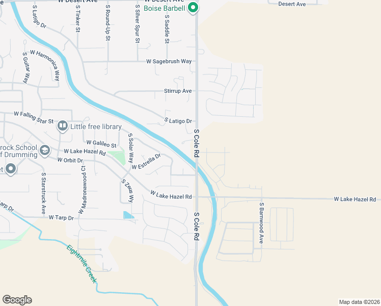 map of restaurants, bars, coffee shops, grocery stores, and more near 6319 South Cole Road in Boise