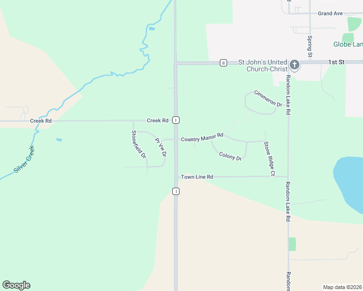 map of restaurants, bars, coffee shops, grocery stores, and more near W5689 Country Manor Rd in Random Lake