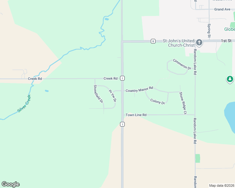 map of restaurants, bars, coffee shops, grocery stores, and more near W5689 Country Manor Road in Random Lake