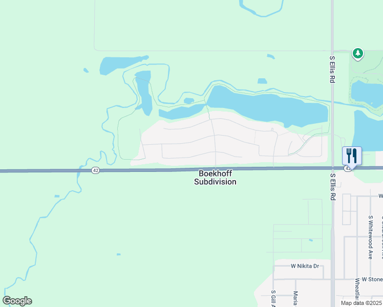 map of restaurants, bars, coffee shops, grocery stores, and more near Kingfisher Drive in Sioux Falls