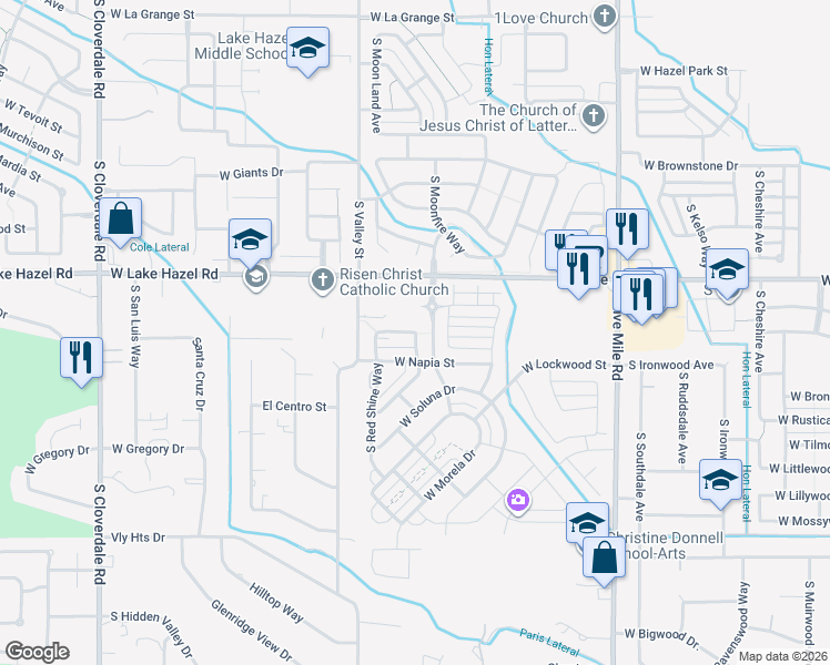 map of restaurants, bars, coffee shops, grocery stores, and more near 11100 West Portola Street in Boise