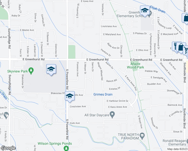 map of restaurants, bars, coffee shops, grocery stores, and more near 2426 Sierra Drive in Nampa