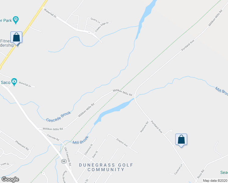 map of restaurants, bars, coffee shops, grocery stores, and more near 35 Milliken Mills Road in Old Orchard Beach