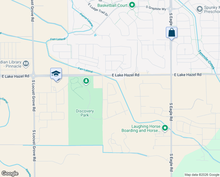 map of restaurants, bars, coffee shops, grocery stores, and more near 2385 East Lake Hazel Road in Meridian