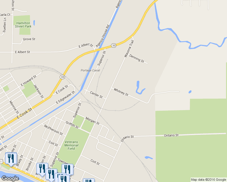 map of restaurants, bars, coffee shops, grocery stores, and more near 922 Wauona Trail in Portage