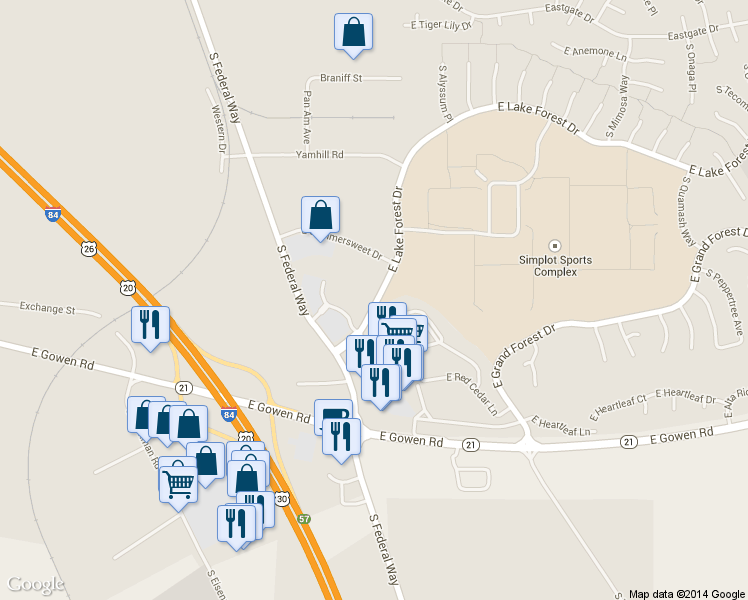 map of restaurants, bars, coffee shops, grocery stores, and more near 2297 E Summersweet Dr in Boise