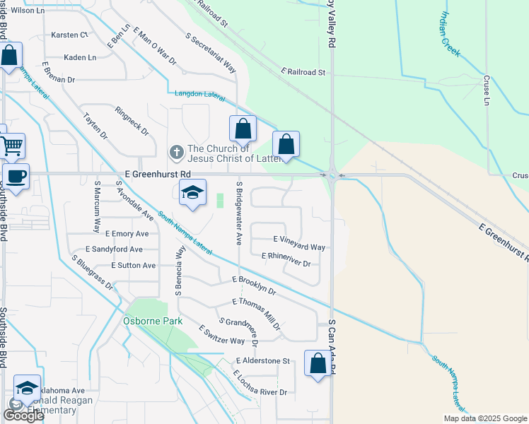 map of restaurants, bars, coffee shops, grocery stores, and more near 4328 East Jennifer Drive in Nampa