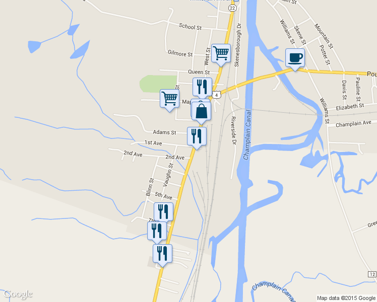 map of restaurants, bars, coffee shops, grocery stores, and more near 212 Broadway Avenue in Whitehall