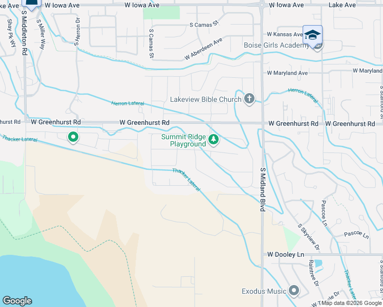 map of restaurants, bars, coffee shops, grocery stores, and more near 2460 South Cordillera Way in Nampa