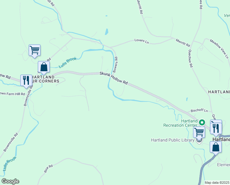 map of restaurants, bars, coffee shops, grocery stores, and more near 16 Summarsell Drive in Hartland