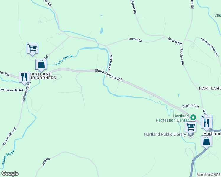 map of restaurants, bars, coffee shops, grocery stores, and more near 16 Summarsell Drive in Hartland