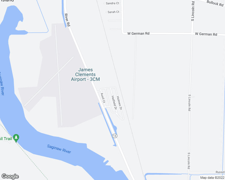 map of restaurants, bars, coffee shops, grocery stores, and more near 703 Hatfield Drive in Bay City