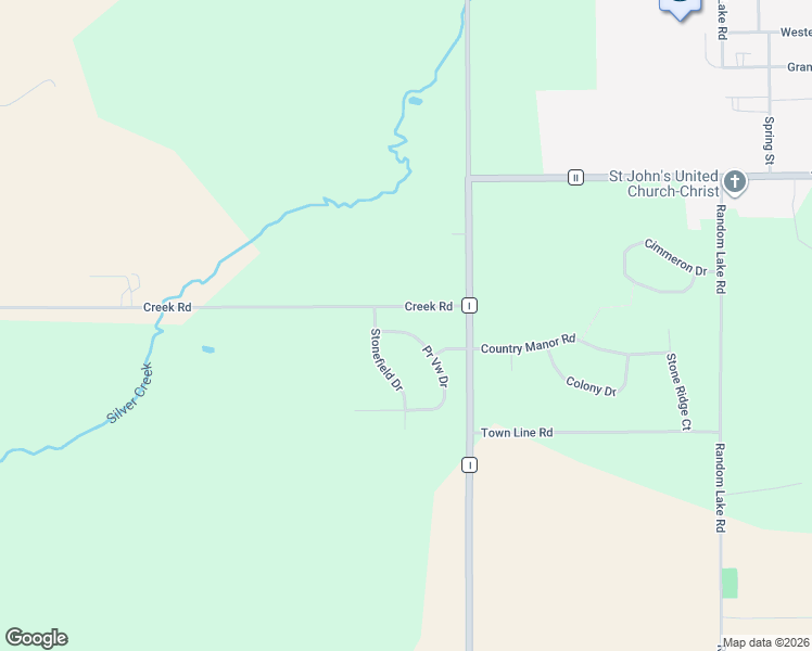 map of restaurants, bars, coffee shops, grocery stores, and more near W5815 Creek Road in Random Lake