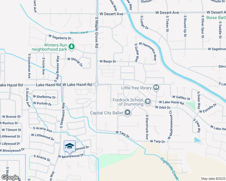 map of restaurants, bars, coffee shops, grocery stores, and more near 6274 South Zither Avenue in Boise
