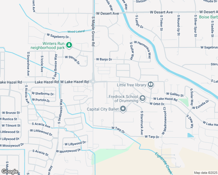 map of restaurants, bars, coffee shops, grocery stores, and more near 6222 South Zither Avenue in Boise