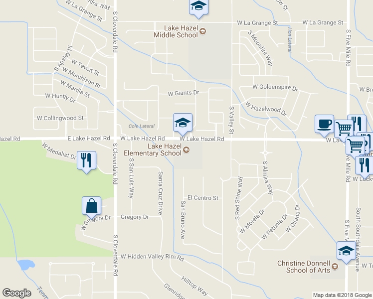 map of restaurants, bars, coffee shops, grocery stores, and more near 11711 Lake Hazel Road in Boise