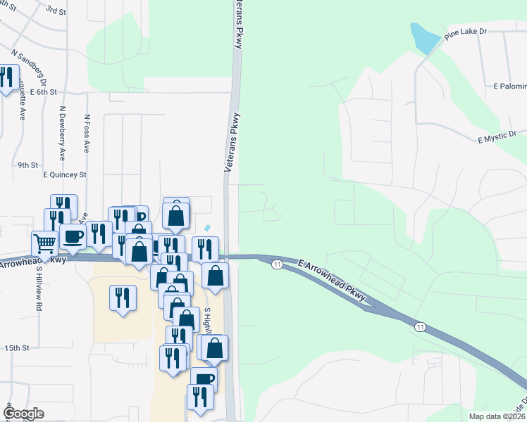 map of restaurants, bars, coffee shops, grocery stores, and more near East Hein Place in Sioux Falls