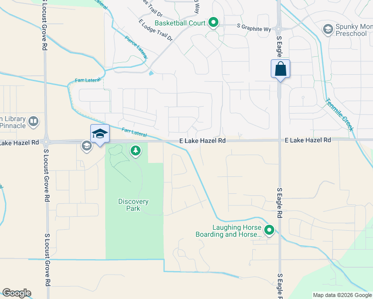 map of restaurants, bars, coffee shops, grocery stores, and more near 2569 East Lake Hazel Road in Meridian