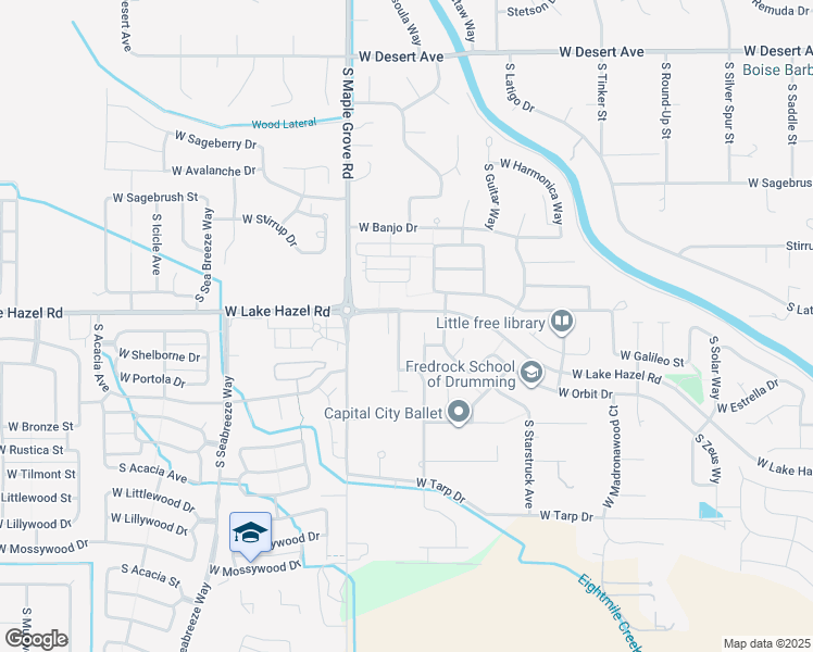 map of restaurants, bars, coffee shops, grocery stores, and more near 6246 South Zither Avenue in Boise