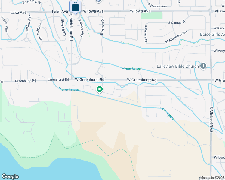 map of restaurants, bars, coffee shops, grocery stores, and more near 1811 West Greenhurst Road in Nampa