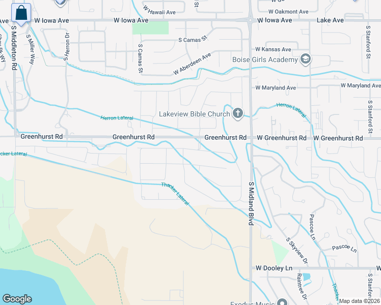map of restaurants, bars, coffee shops, grocery stores, and more near 1009 West Greenhurst Road in Nampa