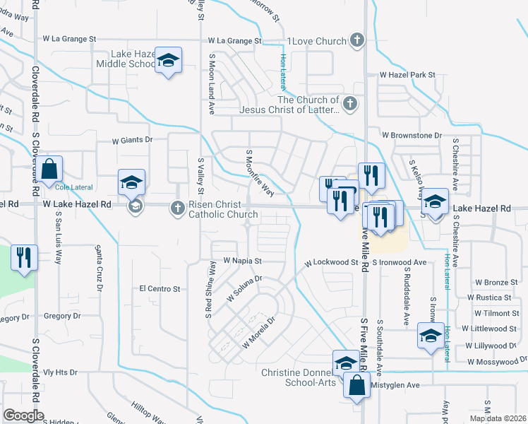 map of restaurants, bars, coffee shops, grocery stores, and more near 6216 South Gloriosa Avenue in Boise