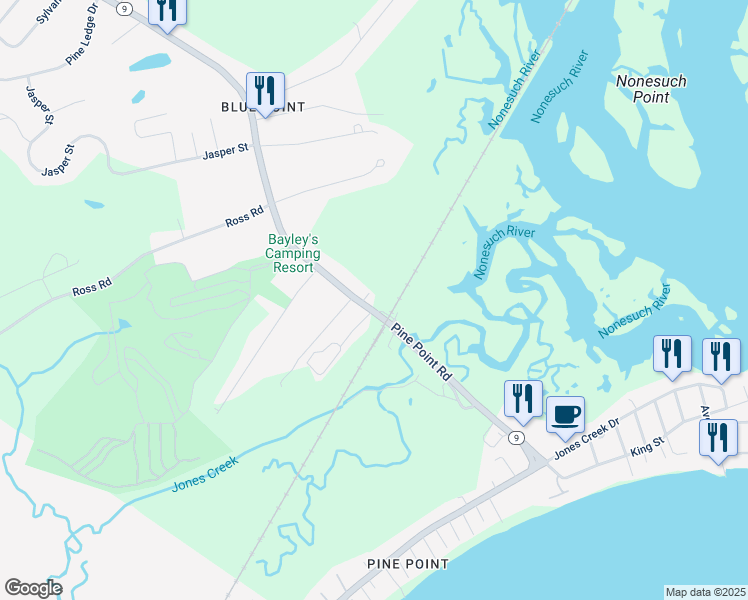 map of restaurants, bars, coffee shops, grocery stores, and more near 304 Pine Point Road in Scarborough