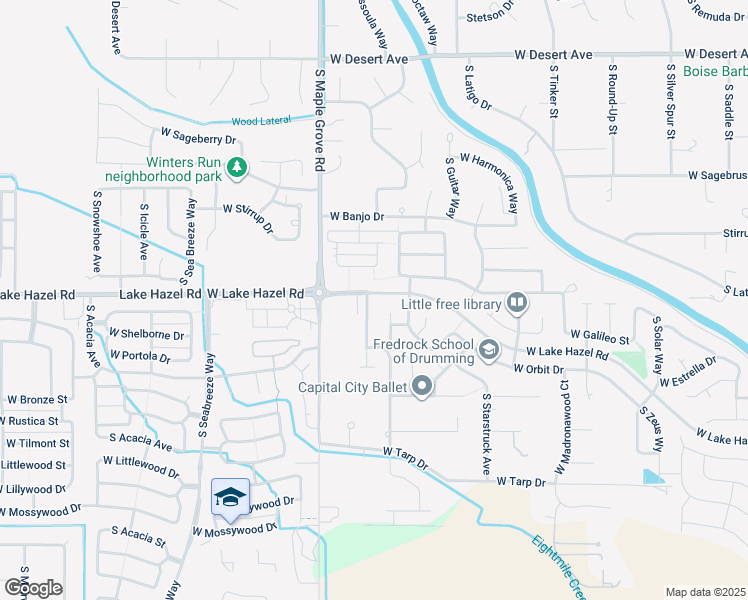map of restaurants, bars, coffee shops, grocery stores, and more near 6222 South Zither Avenue in Boise