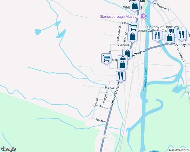 map of restaurants, bars, coffee shops, grocery stores, and more near 32 Adams Street in Whitehall