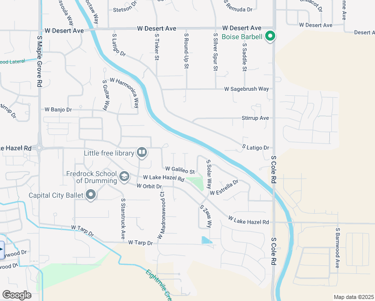 map of restaurants, bars, coffee shops, grocery stores, and more near 6200 South Neptune Place in Boise