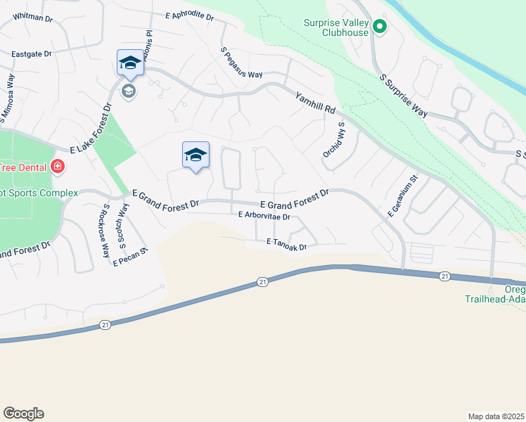 map of restaurants, bars, coffee shops, grocery stores, and more near 4462 East Arborvitae Drive in Boise